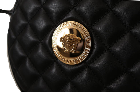 Versace Black Nappa Leather Medusa Round Shoulder Bag